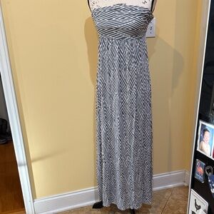 Hourglass Lilly Gray & White Strapless Maxi Dress, XS